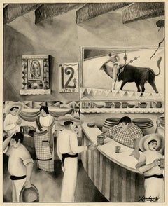 Mexican Bar Scene —School of Diego Rivera
