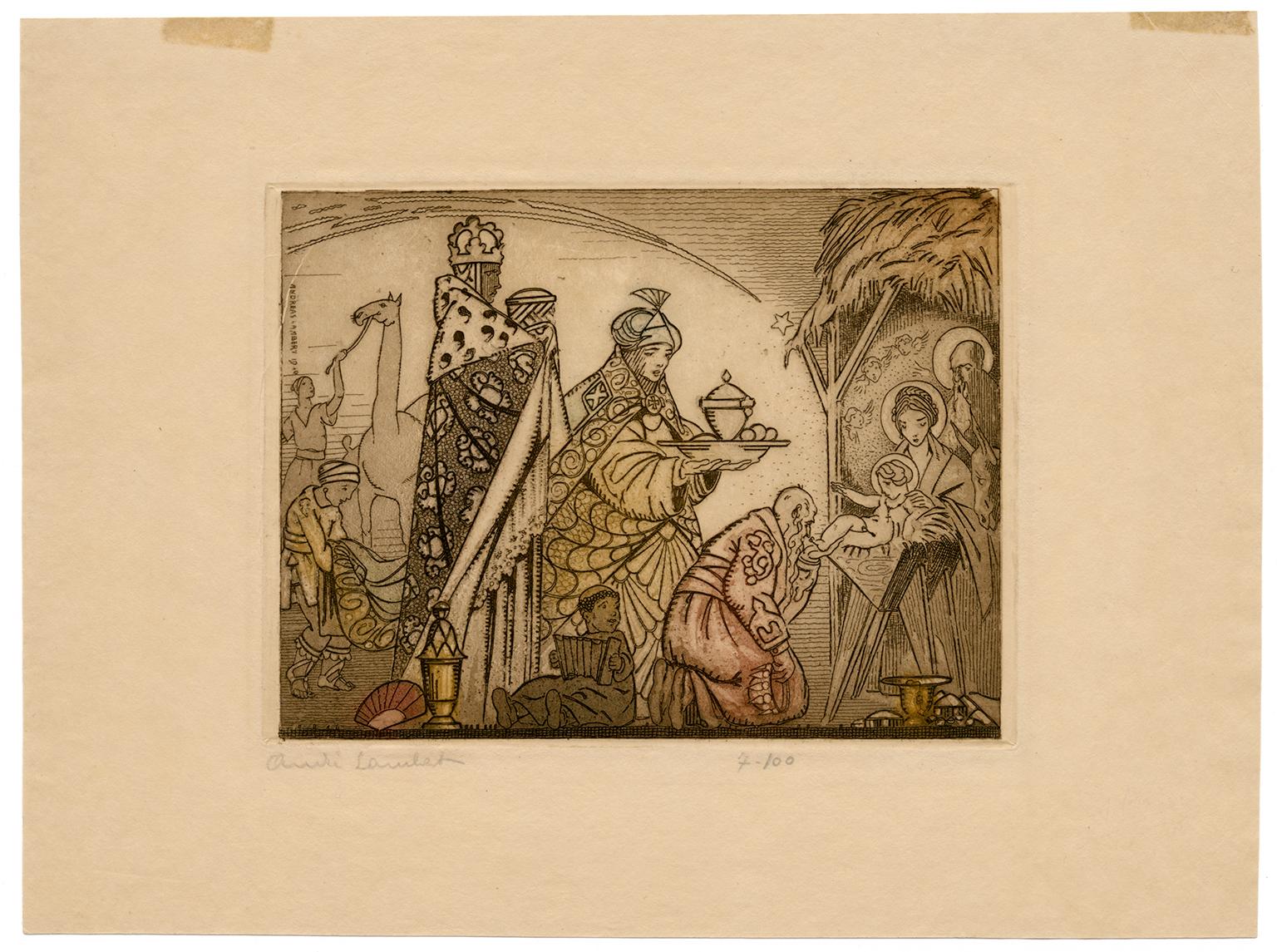 Adoration of the Magi Nativity Scene —Christmas - Print by André Lambert