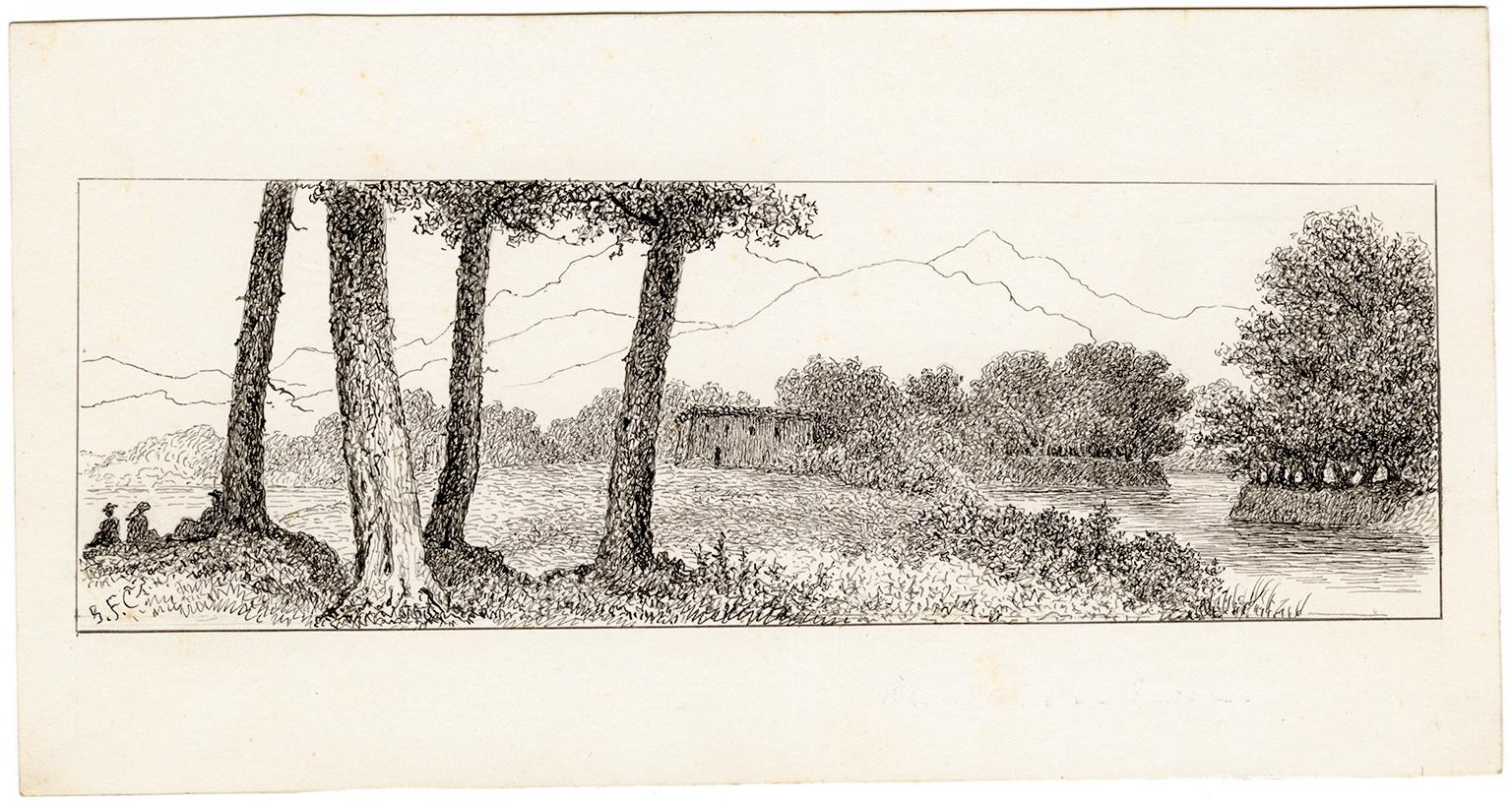 Ramparts at Lucca — 19th Century Italy - Art by Sarah Freeman Clarke