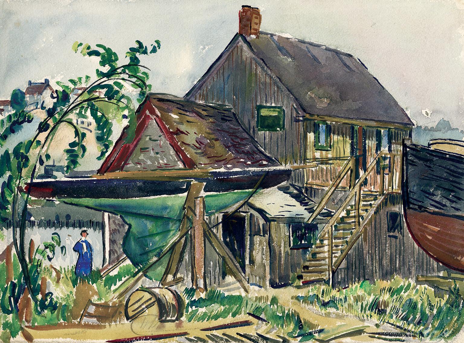 Hayley Lever Landscape Art - East Gloucester, Massachusetts — 1930's watercolor