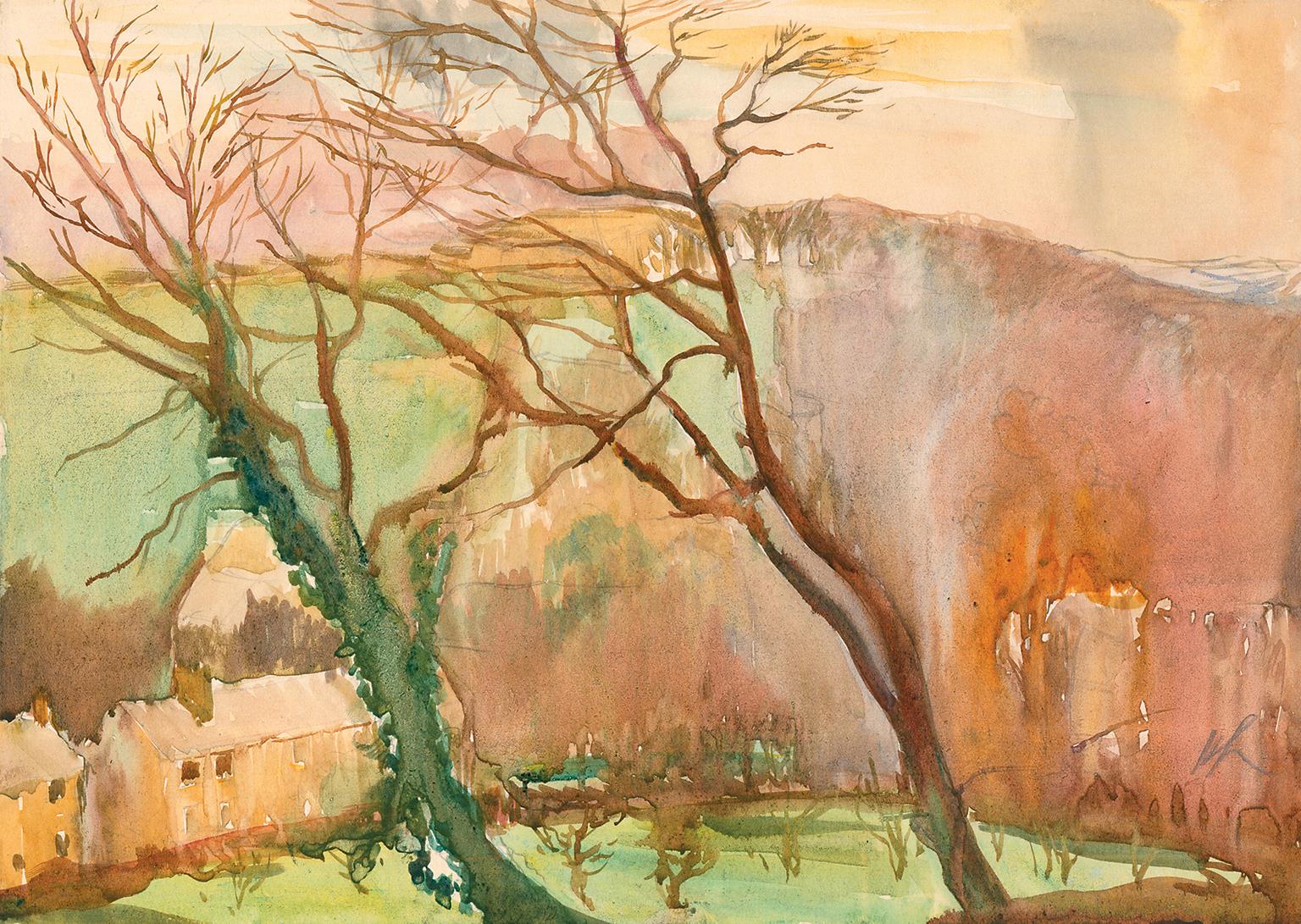 Hayley Lever Landscape Art - St. Astruell, England — 1910 watercolor