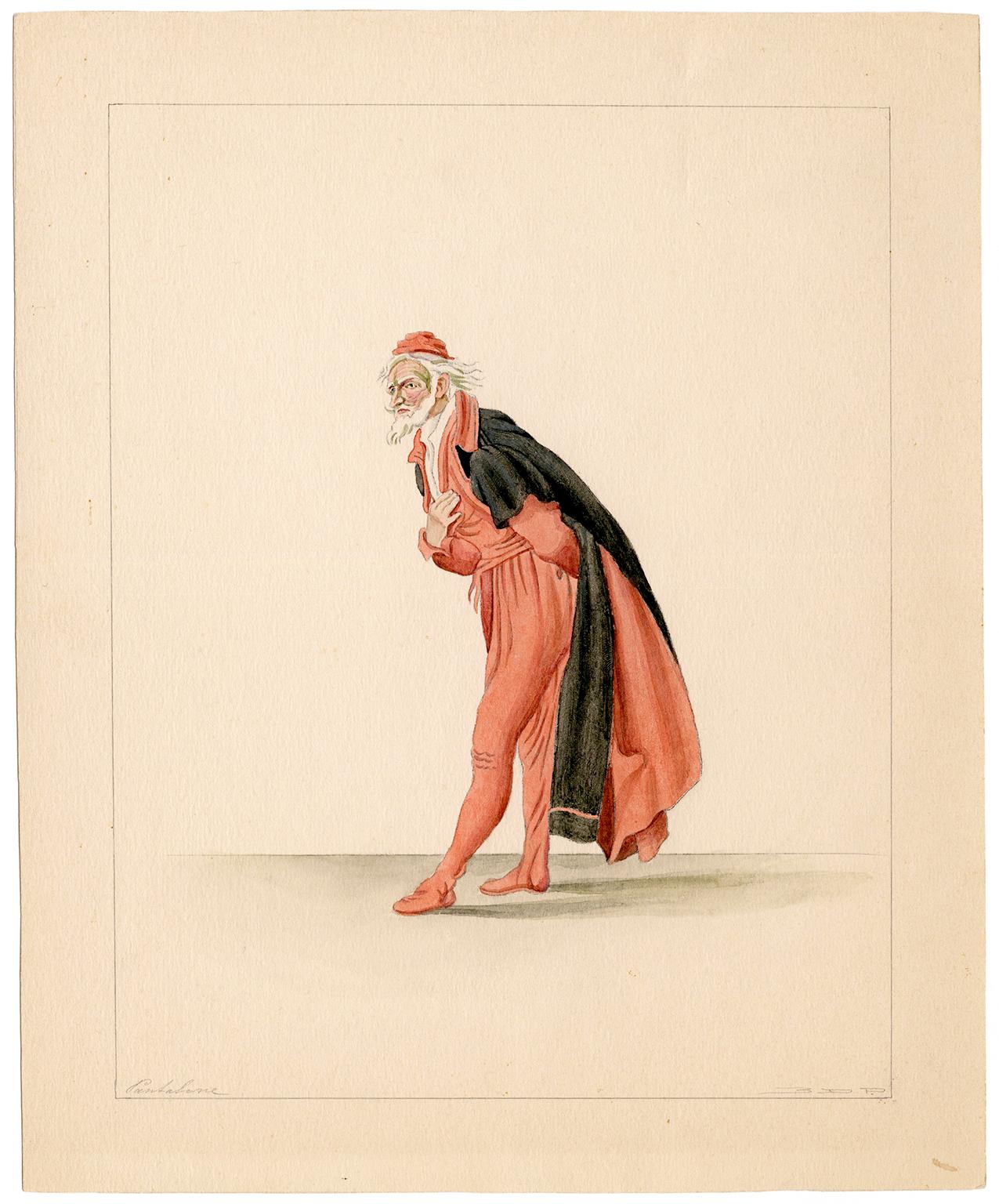 Commedia dell'arte – Four Character Studies in Watercolor, 1920s For Sale 1