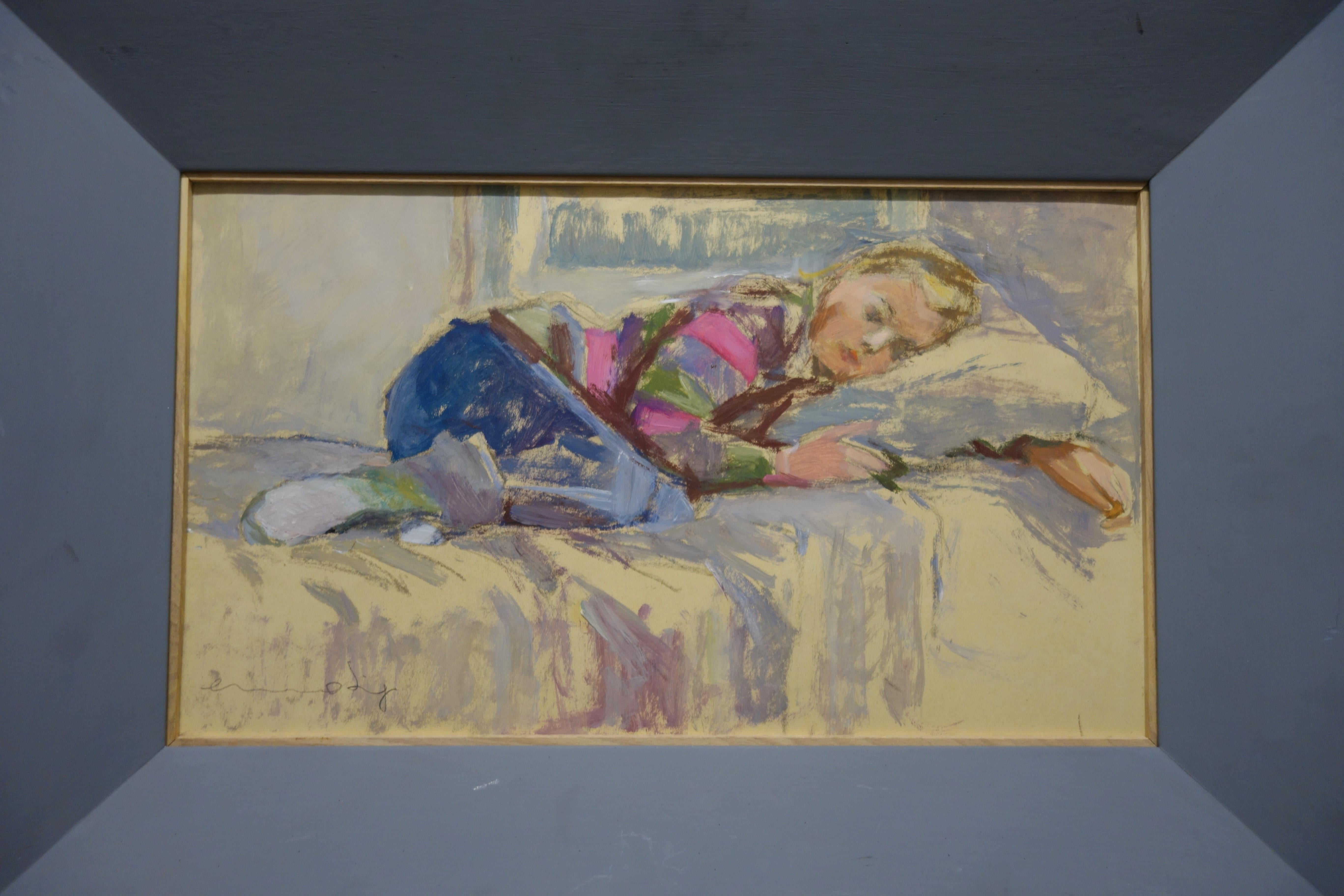 Emmalisa Senin  Interior Painting - "Sleeping girl" Oil 1988 cm. 48 x 28
