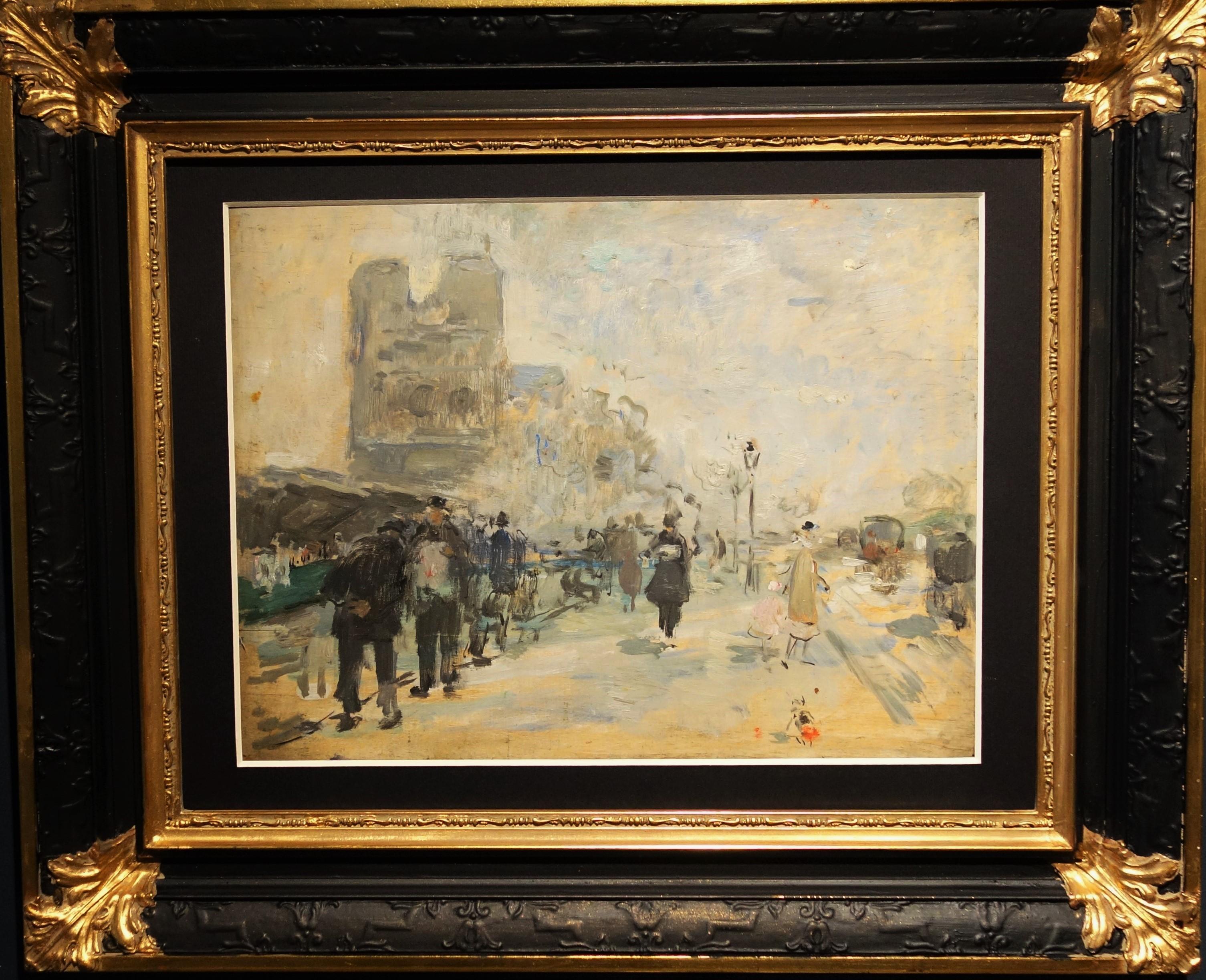 Frantz Charlet  Landscape Painting - Paris , Along the Seine, Notre Dame Paris    Oil    1926 cm. 34 x 26 