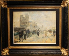 Paris, le long de la Seine, Notre Dame Paris    Pétrole    1926 cm. 34 x 26