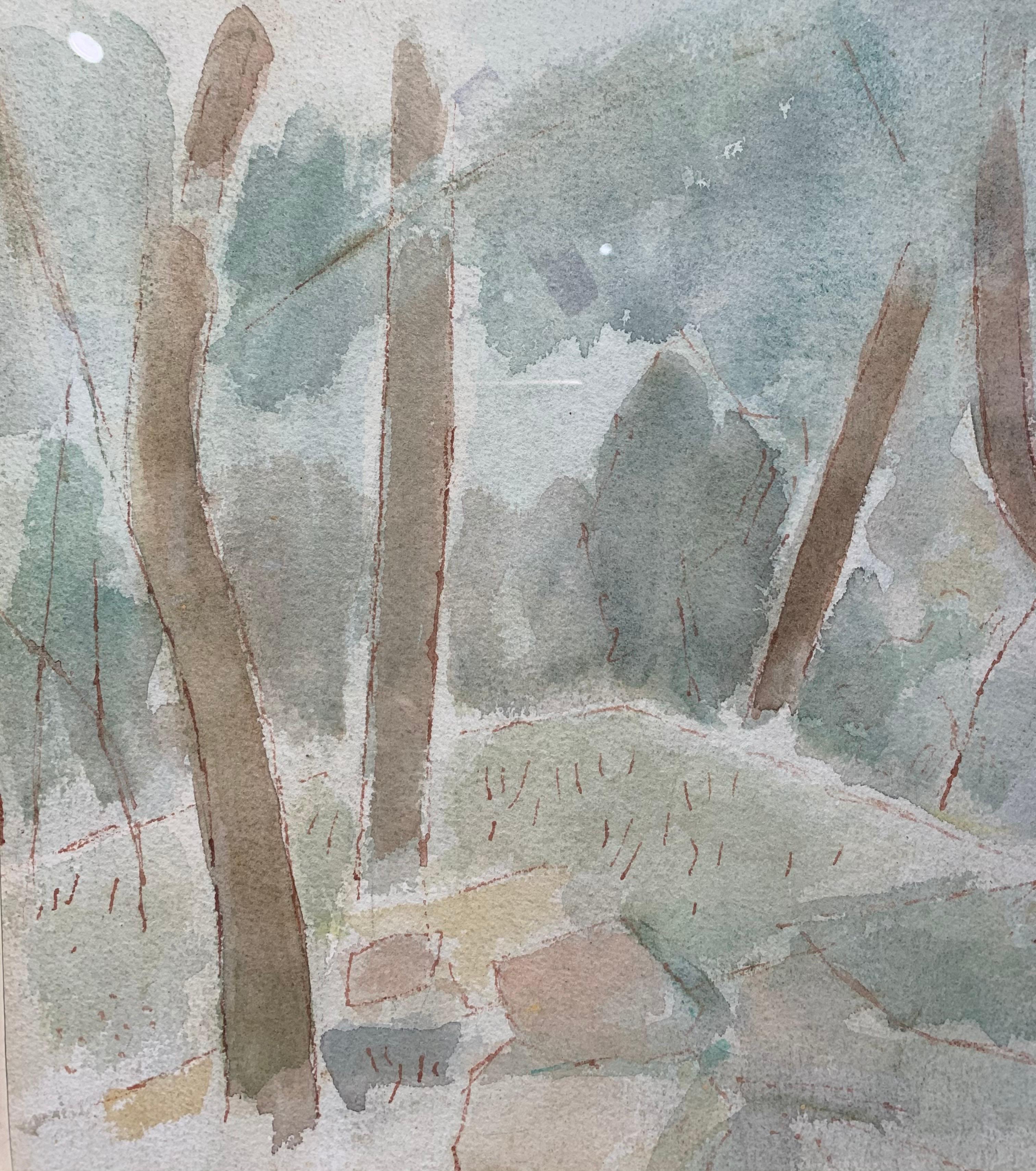 „undergrowth“ Wald, Bäume, Grün, Aquarell 1929, 36,5 x 26,5 cm (Schwarz), Figurative Art, von Giulio da Milano