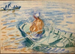 "Boat on the lake" Pastel cm. 29 x 21 1950
