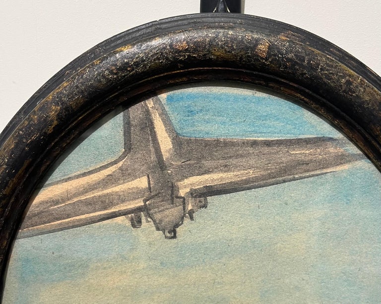 “ In flight” watercolor Oval cm 30 x40 1935 - Futurist Art by Barbara ,Olga Biglieri 