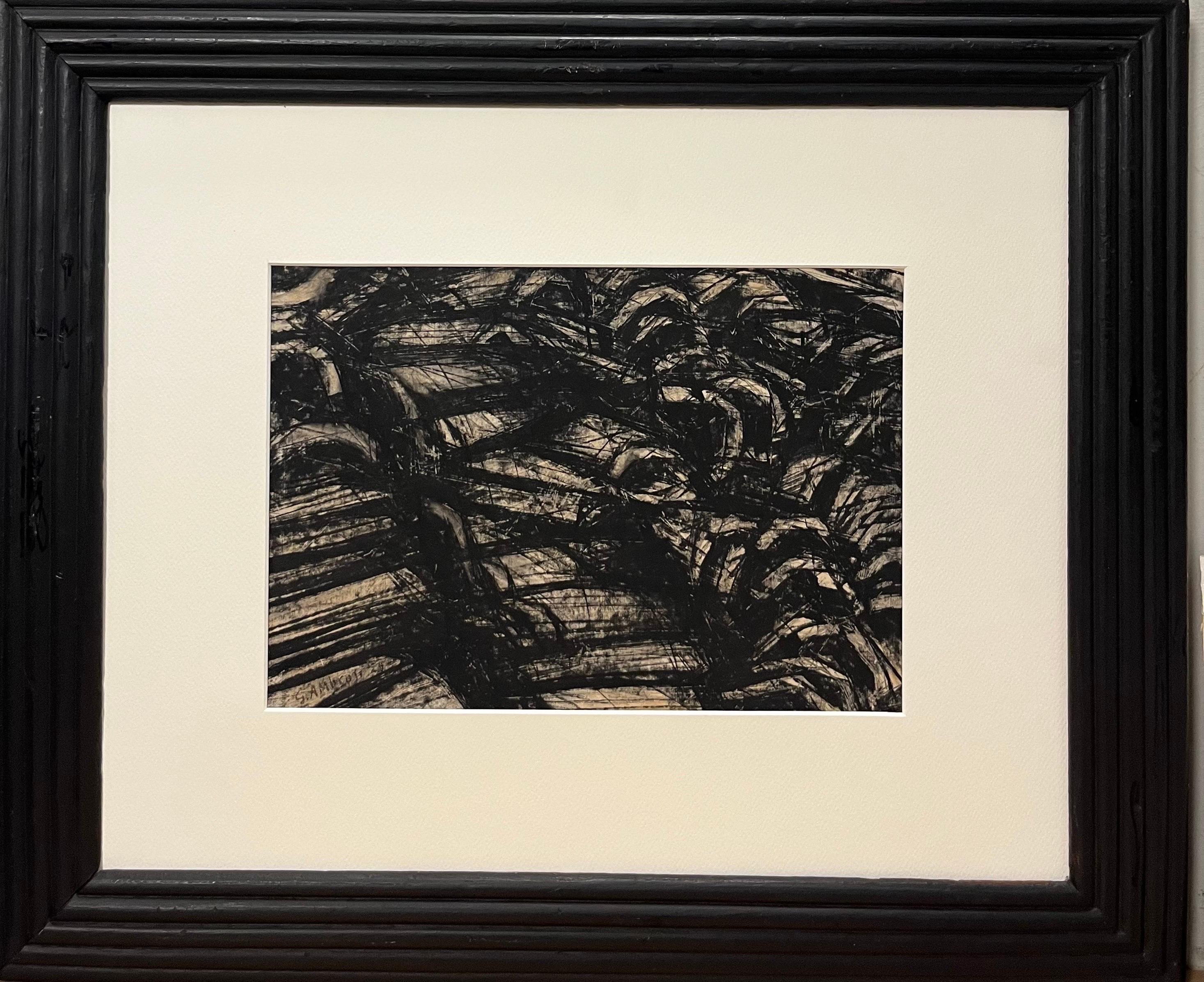 ALFREDO GAURO AMBROSI  Abstract Drawing – „Plastic dynamism“ , Schwarzer und weißer Futurismus, Speed, Pastell cm. 32 x 24  1929