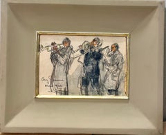 "Músicos" Trompetistas, Jazz, Acuarela, lápiz cm.12 x 8 1946
