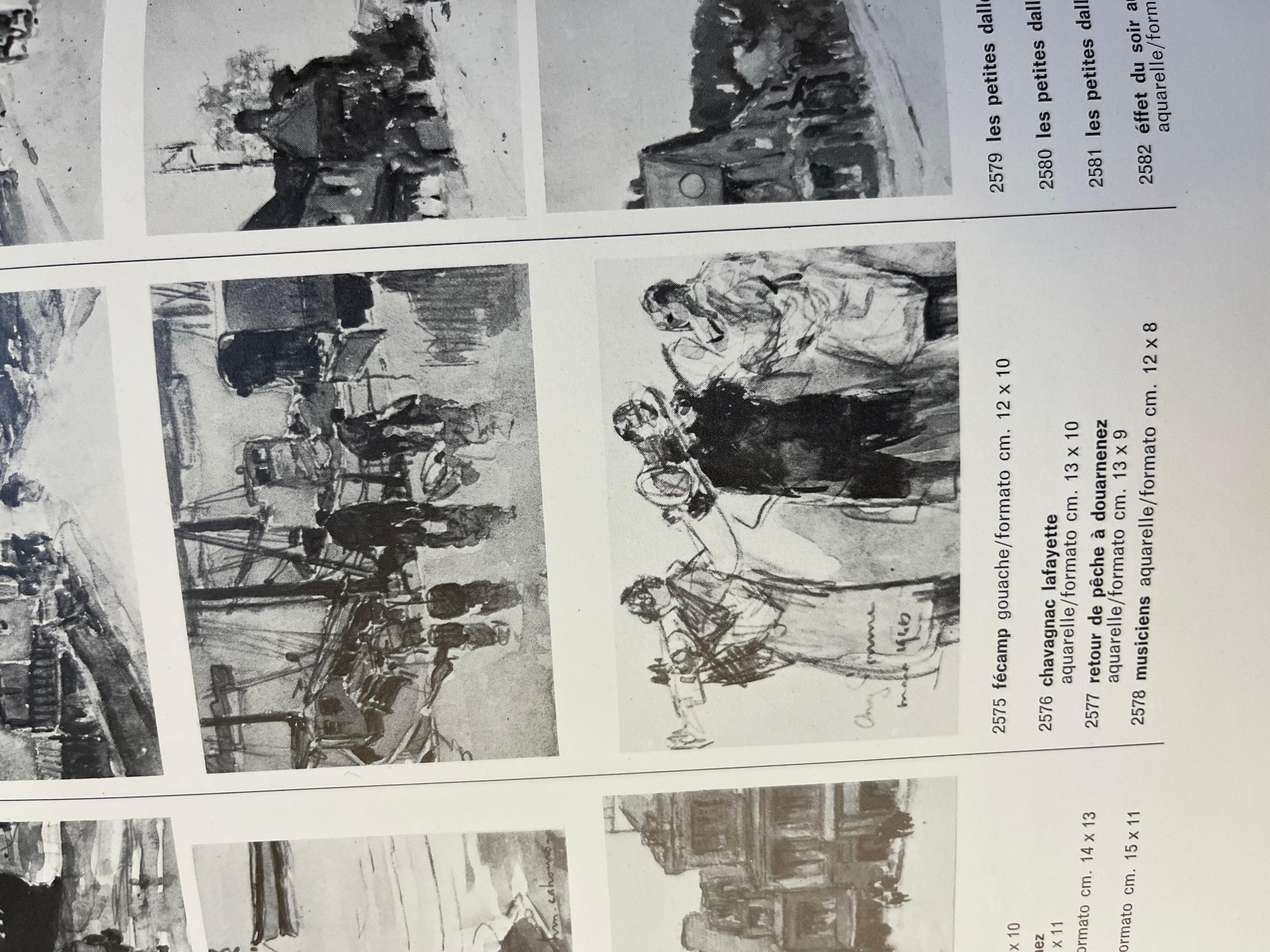 « Musiciens » Trumpeters, Jazz, Aquarelle, Crayon  cm.12 x 8 1946 3