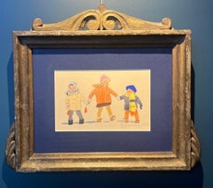 "Children by the hand" watercolor on paper cm.23 x 15 1956