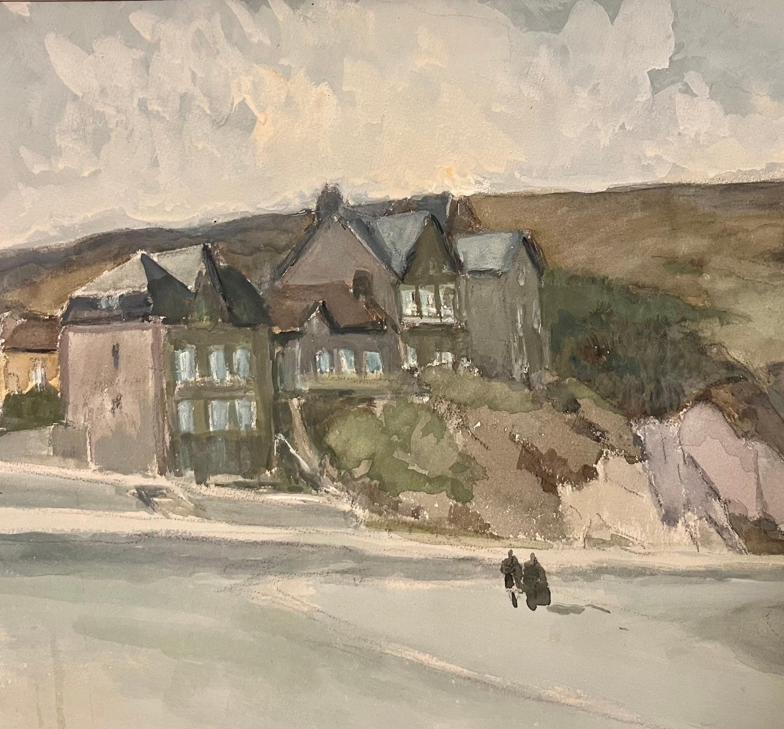 „Normandy France Gouache Strand „Petit Dalles“ cm. 34 x 45 1940 im Angebot 1