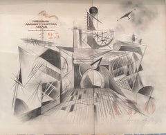 "Progetto costruttivista russo" Disegno a matita nera e rossa cm. 65 x 53  1923