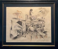 "Progetto costruttivista russo" Disegno a matita nera e rossa cm. 65 x 53  1923