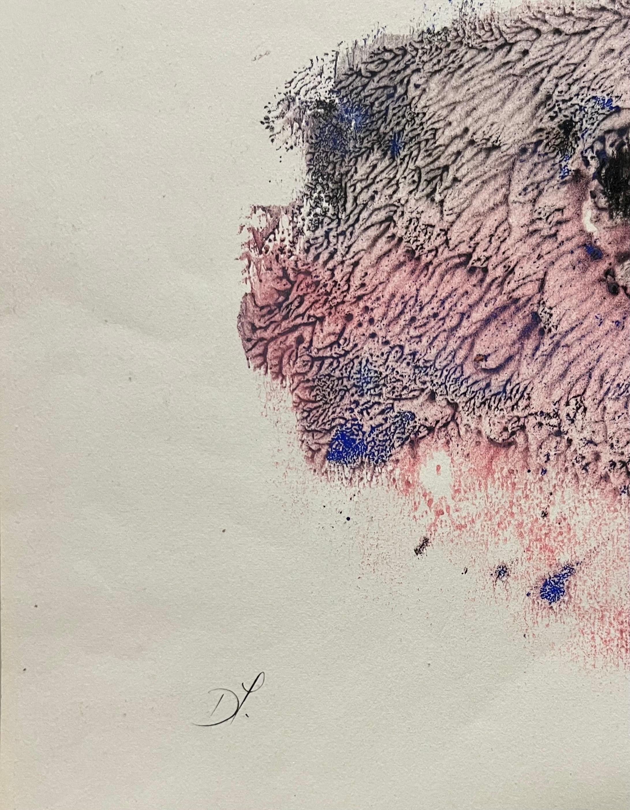 „Pensiero rosa“ Tecnica mista su carta cm.30 x 23 1950  im Angebot 1