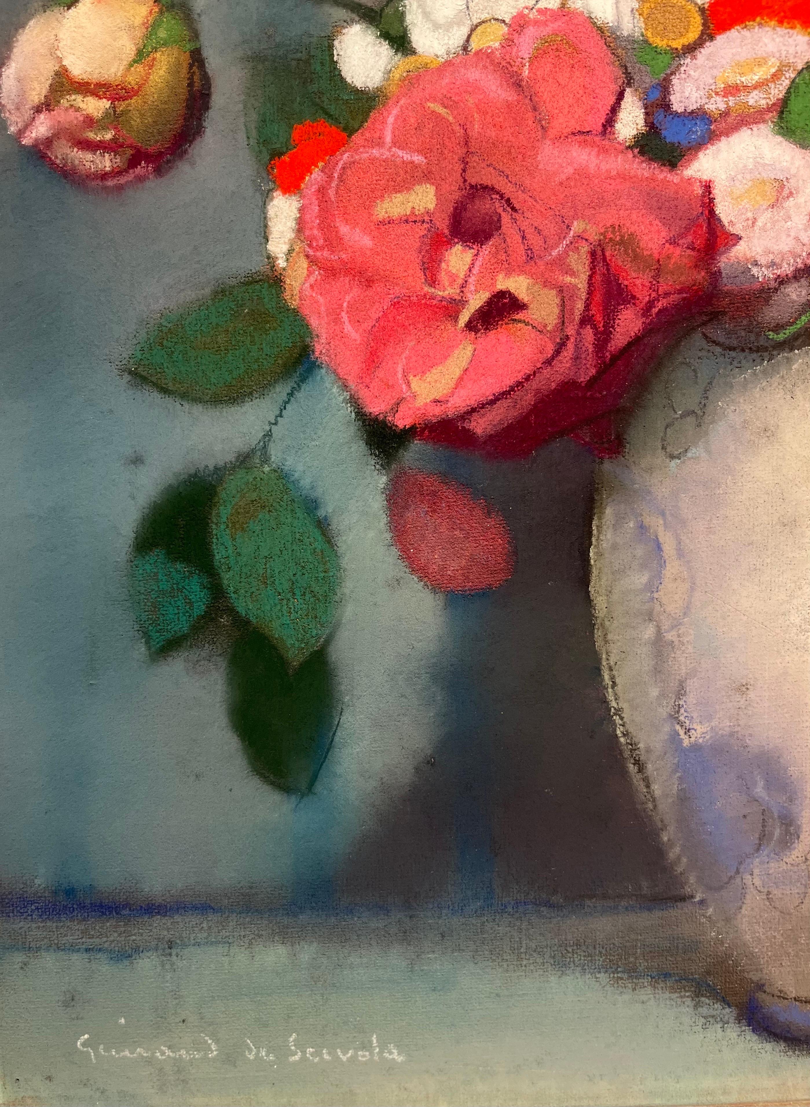 „Bouquet de fleurs“ Pastello cm. 36 x 45   1910  ca im Angebot 3