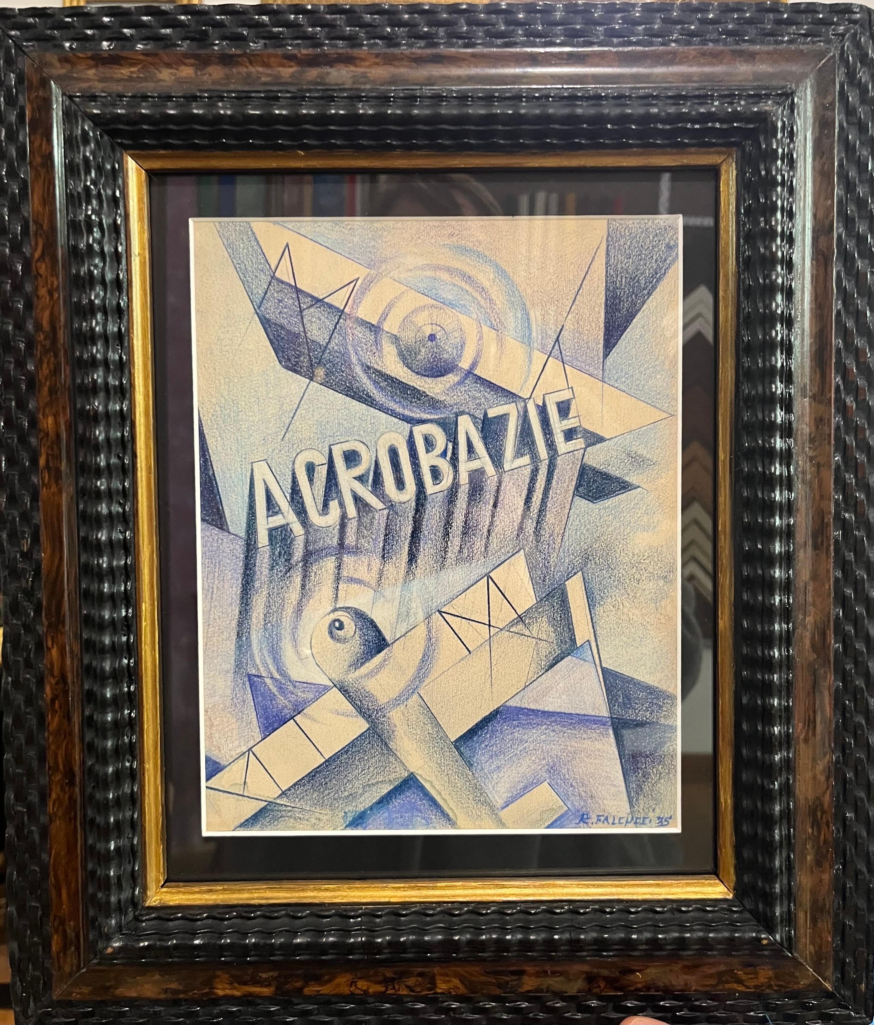 Pastellgemälde „Acrobazie“ von 1935  cm. 19 x 25 