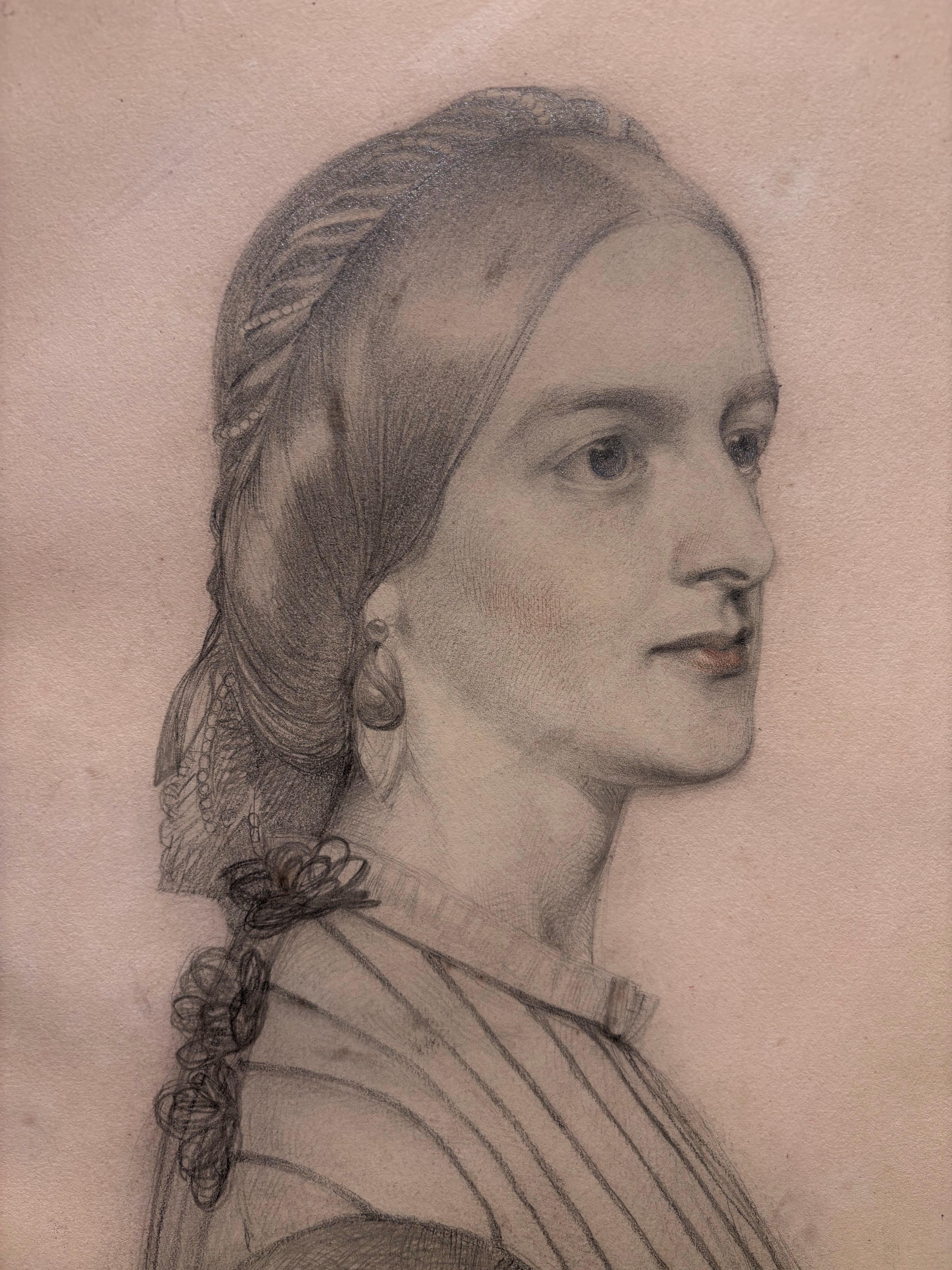 „Studio per Ritratto di Lady Anne Simms Reeve of Brancaster Hall“ 1870 ca. (Braun), Figurative Art, von Frederick Sandys