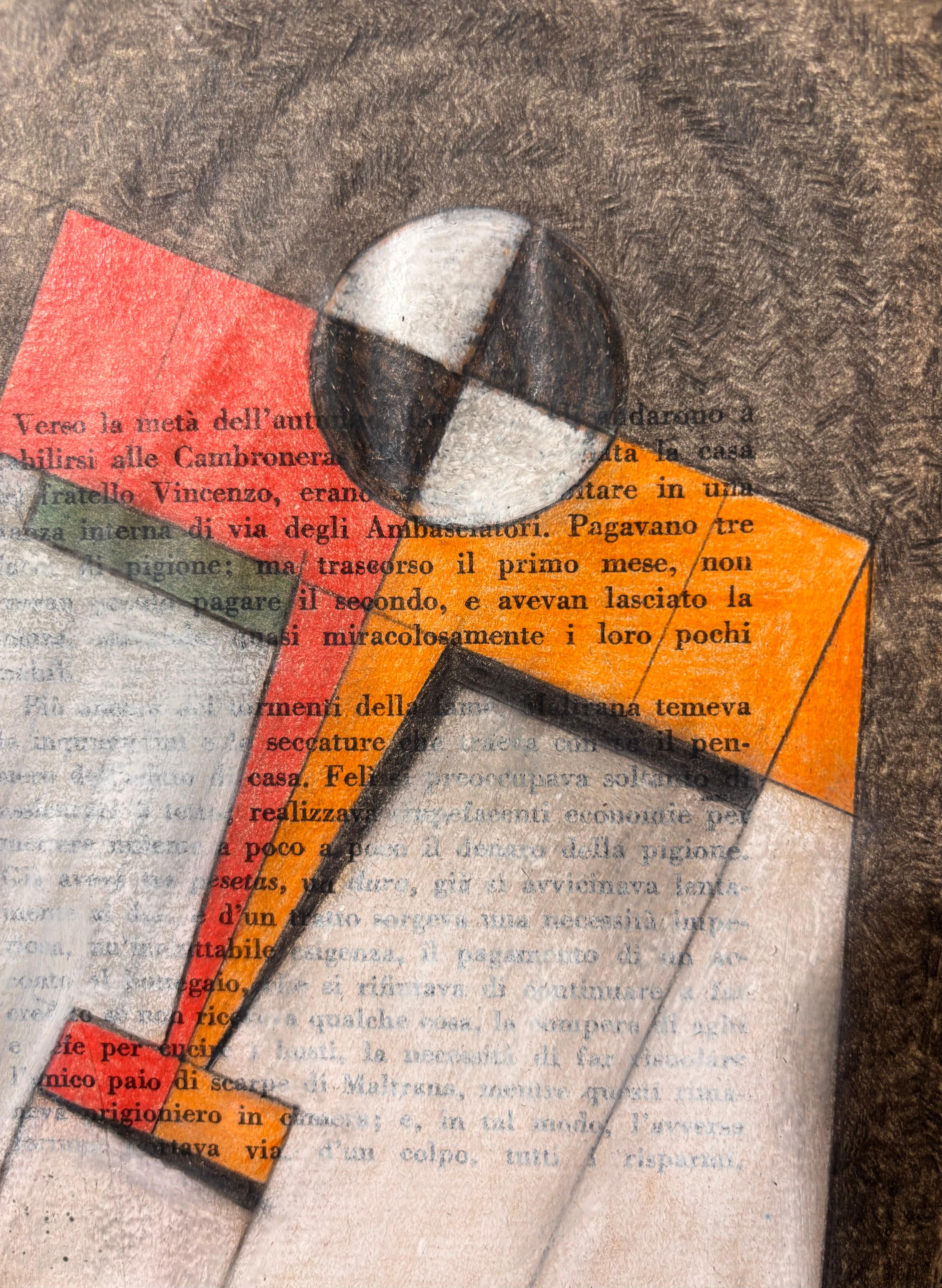 Aereopittura su pagina di libro , Tecnica mista cm. 13 x 19 1930 ca - Futurist Art by Michele Falanga