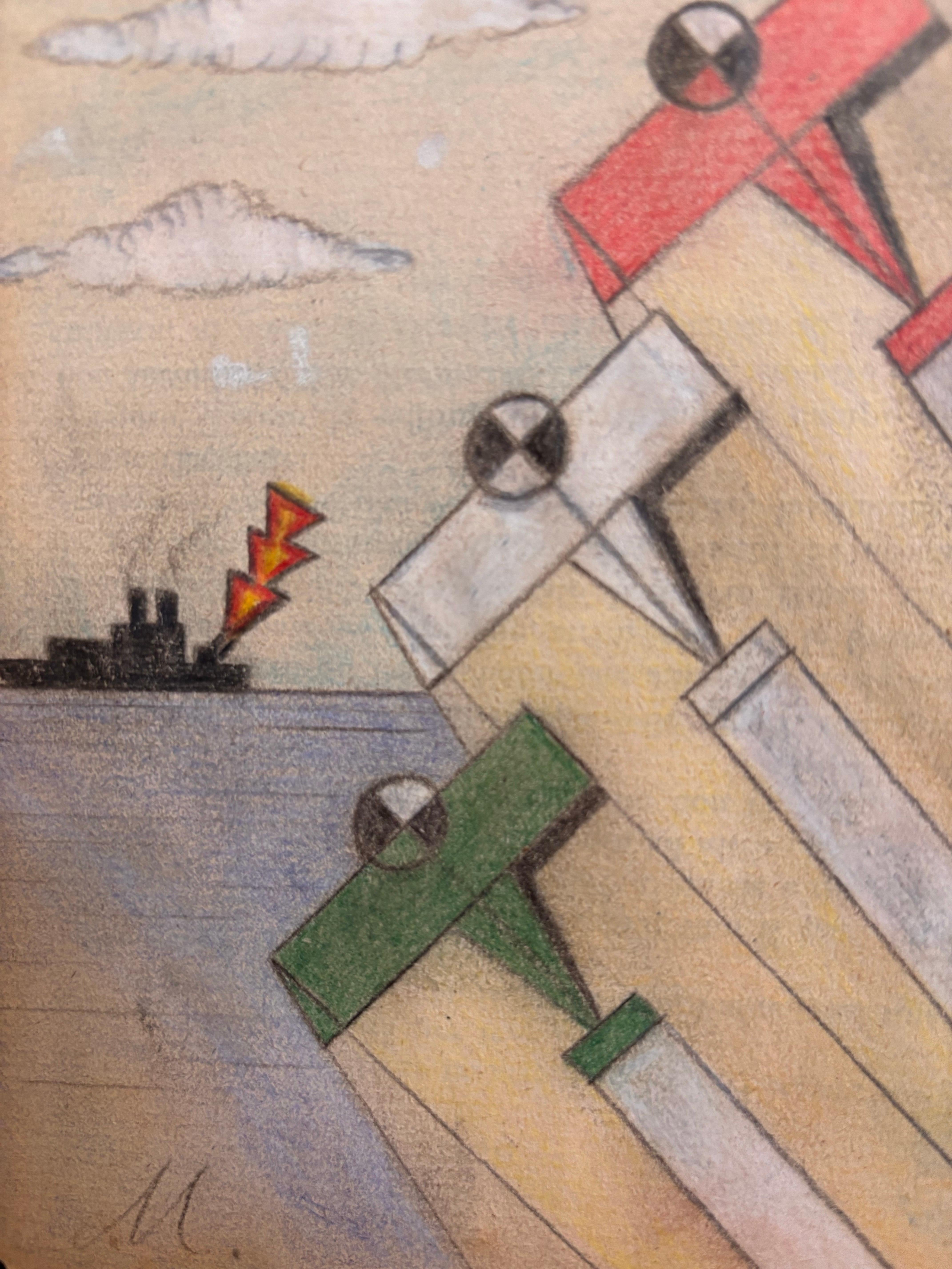 Aereopittura  tecnica mista cm. 13 x 19 - Art Futurista di Michele Falanga