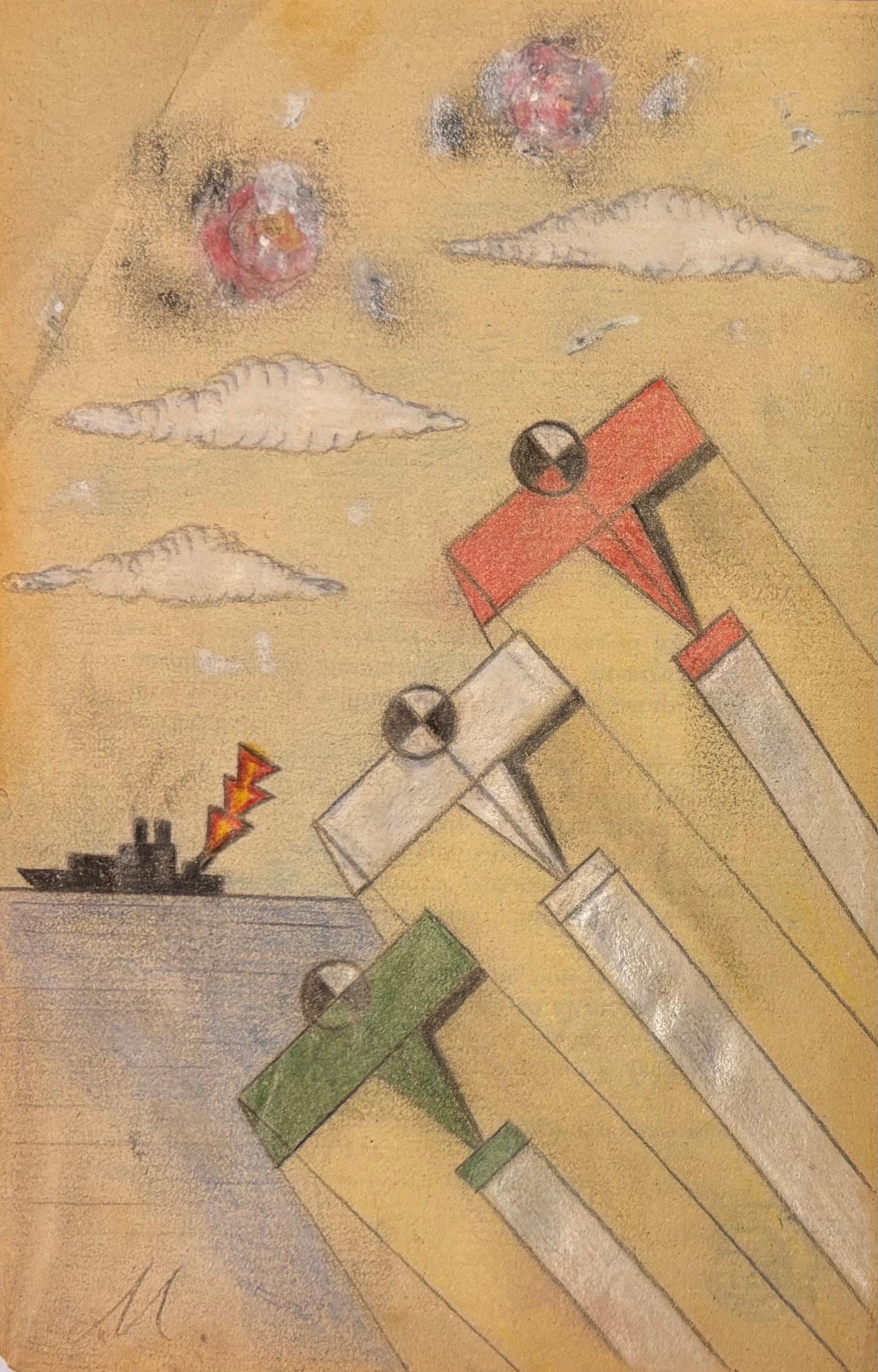 Aereopittura  tecnica mista cm. 13 x 19 - Art di Michele Falanga