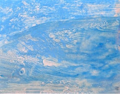 "Composizione astratta turchese" Olio su carta cm. 26 x 20 1950 ca