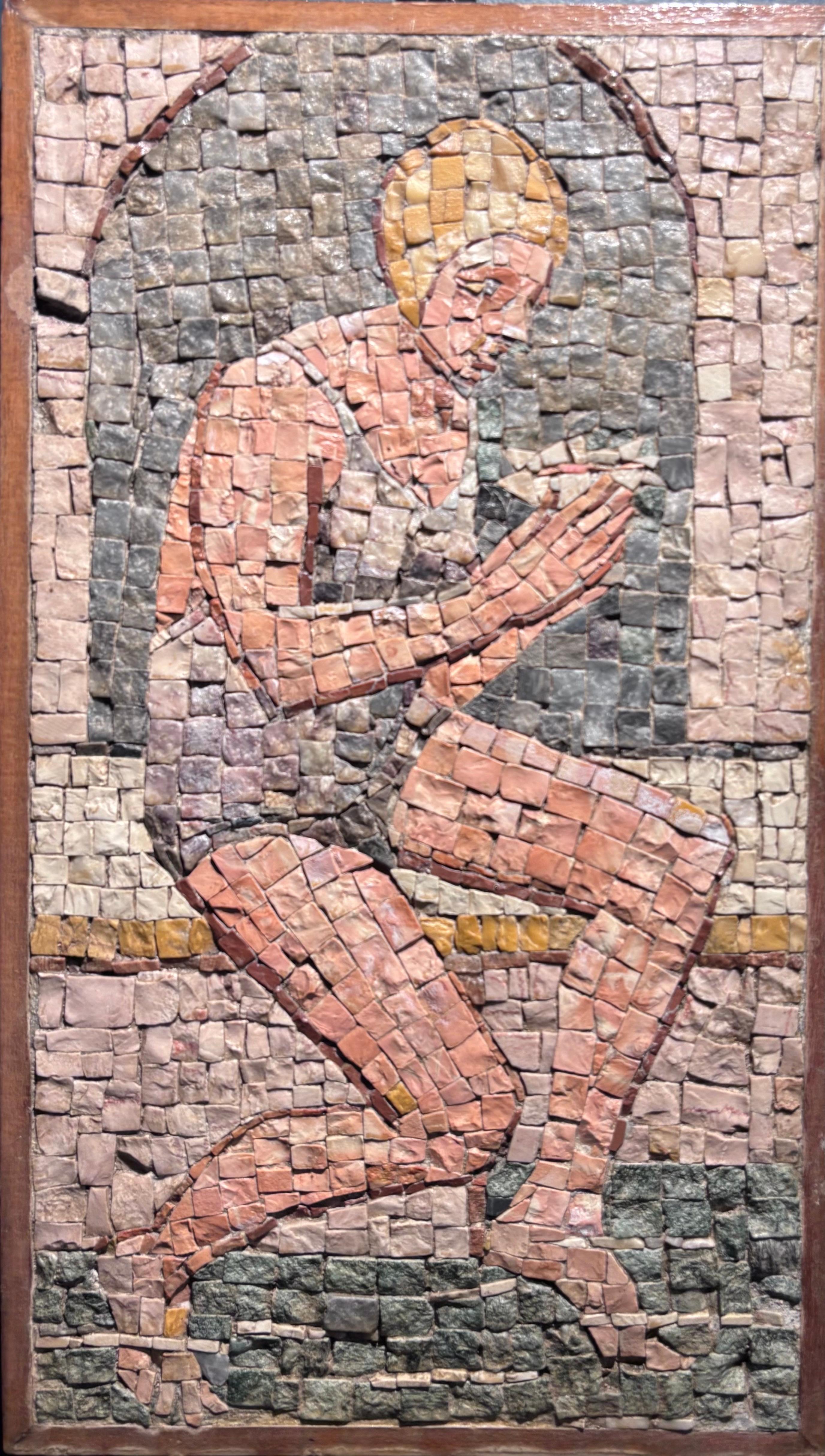 Edita Broglio Figurative Painting - " la conchiglia-Bagnante " Mosaico cm. 44 x 26 1945