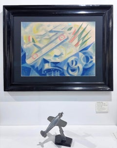 "Aero-meccanique, "progetto di decoro murario Tecnica mista cm. 54 x 69 1934