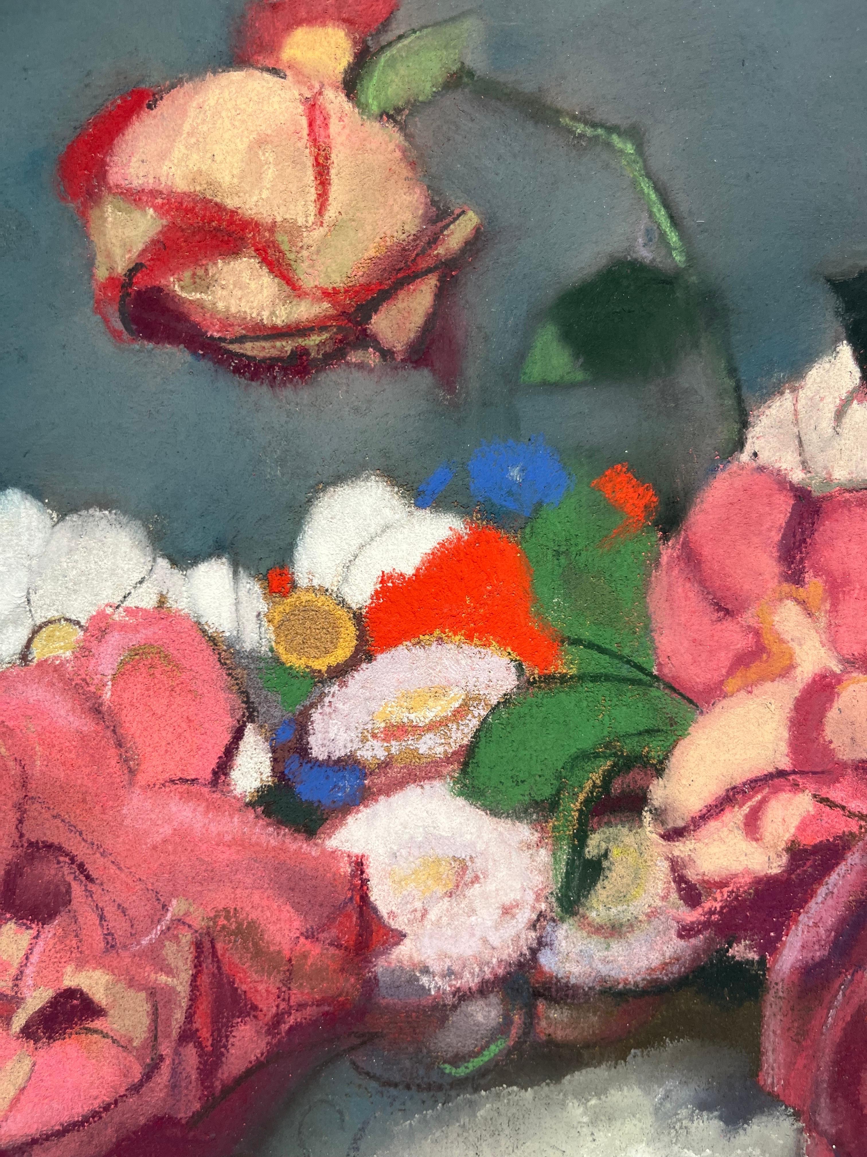 « Bouquet de fleurs » Pastello cm. 36 x 45   1910  ca en vente 4