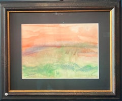 „Landschaft bei Sonnenuntergang-Luberon-France“ Aquarell , cm. 29, 5 x 21 1960 ca.
