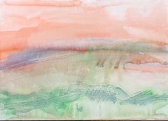 "Paysage au coucher du soleil-Luberon-France" Aquarelle , cm. 29, 5 x 21 1960 ca