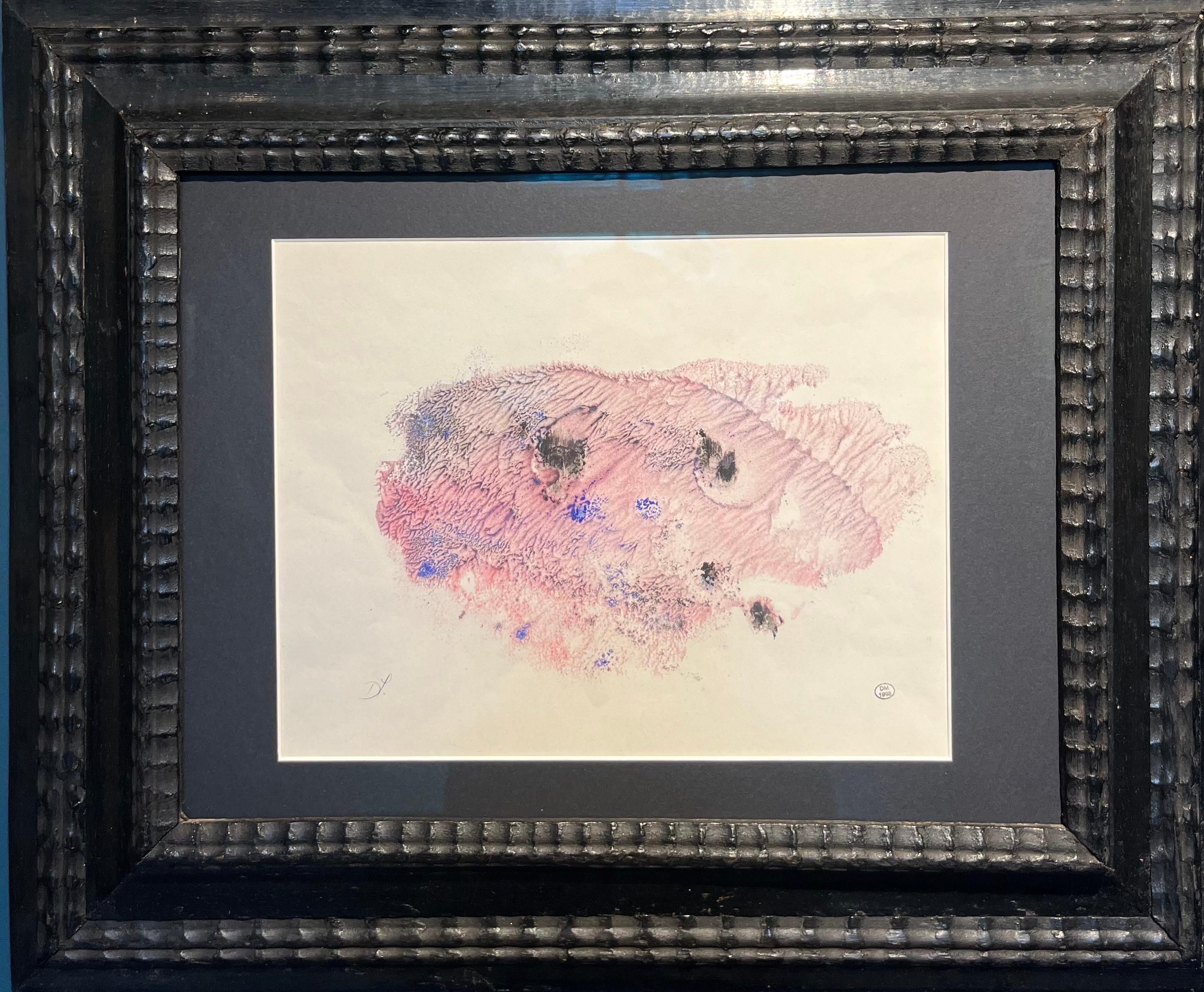 Dora Maar Abstract Drawing - "Pensiero rosa" Tecnica mista su carta cm.30 x 23 1950