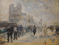 Paris , Along the Seine, Notre Dame Paris    Oil    1926 cm. 34 x 26