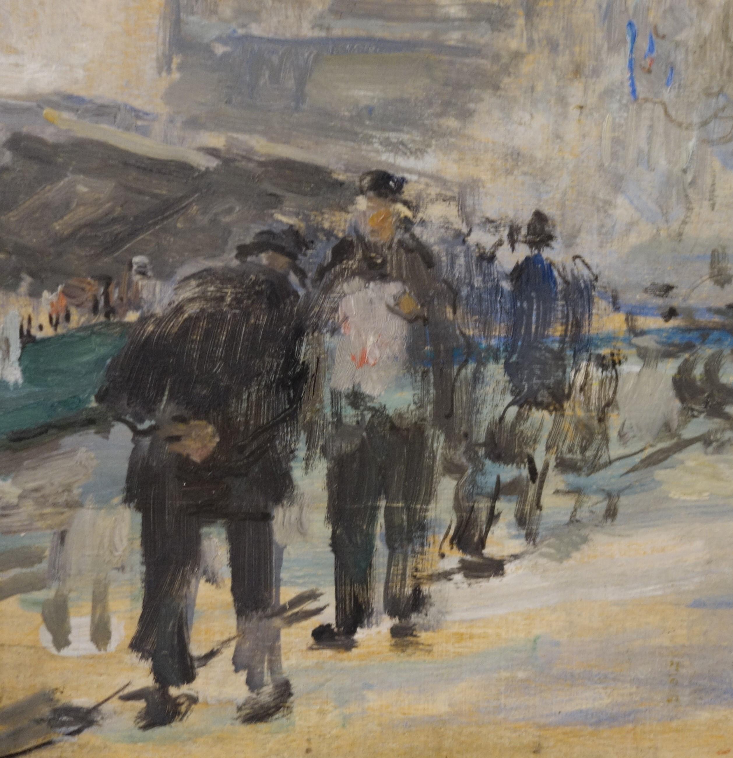 Paris , Along the Seine, Notre Dame Paris    Oil    1926 cm. 34 x 26  - Impressionist Painting by Frantz Charlet 