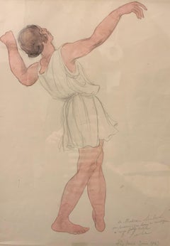 Danza "Dancer", 1943, Isadora Duncan, Balletto, Bianco, Rosa cm. 28 x 38