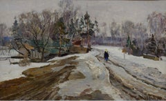 "Winter" White, Snow, Russia, 20th Oil  cm. 38 x 61  1978
