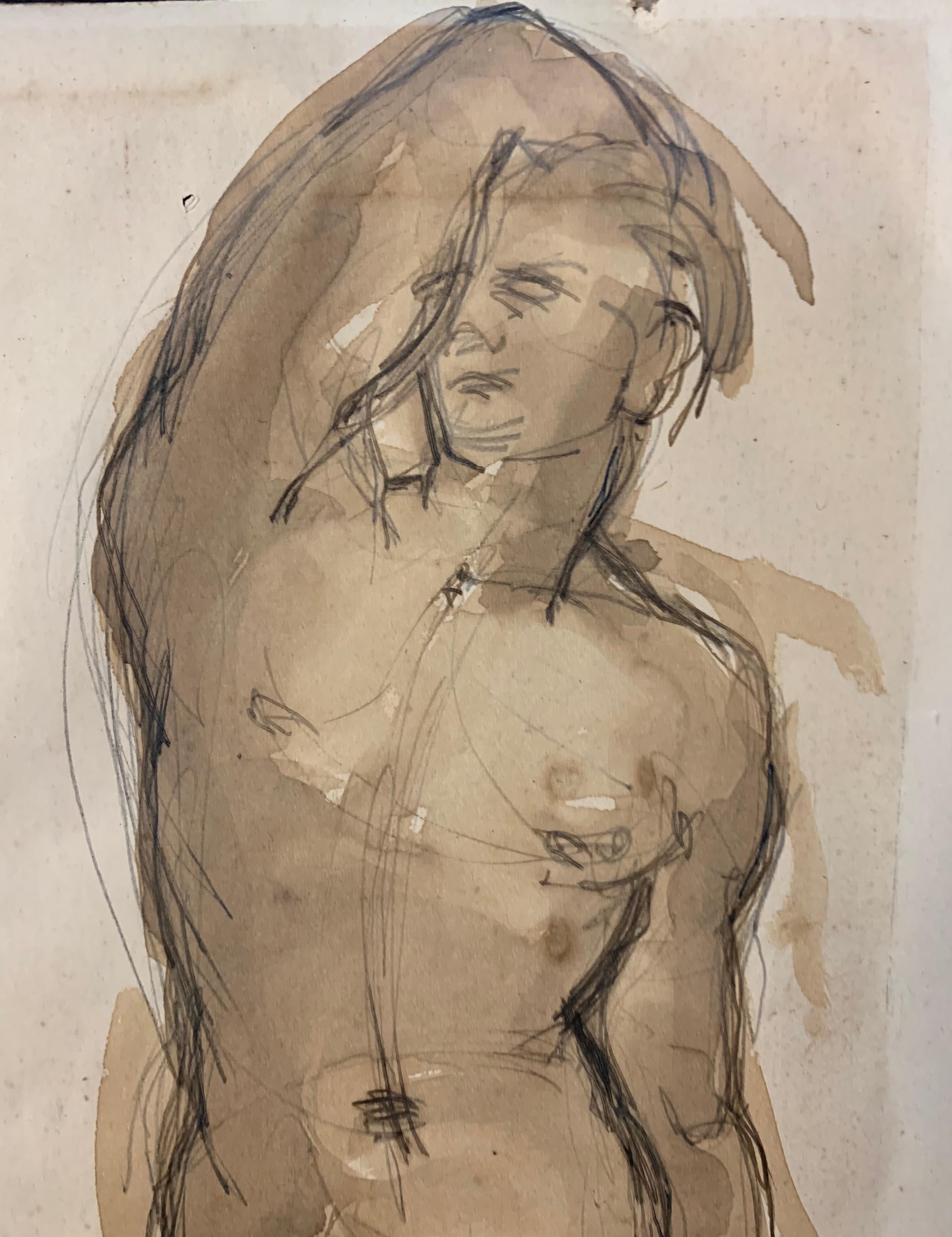 Male nude, male, Sepia, watercolor, 1943
Shipping free
Frame cm. 47 x 27 
No frame cm 15 x 36 