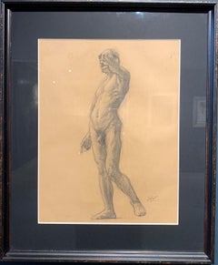 "Male Nude" pencil on paper cm. 31 x 42 1890ca