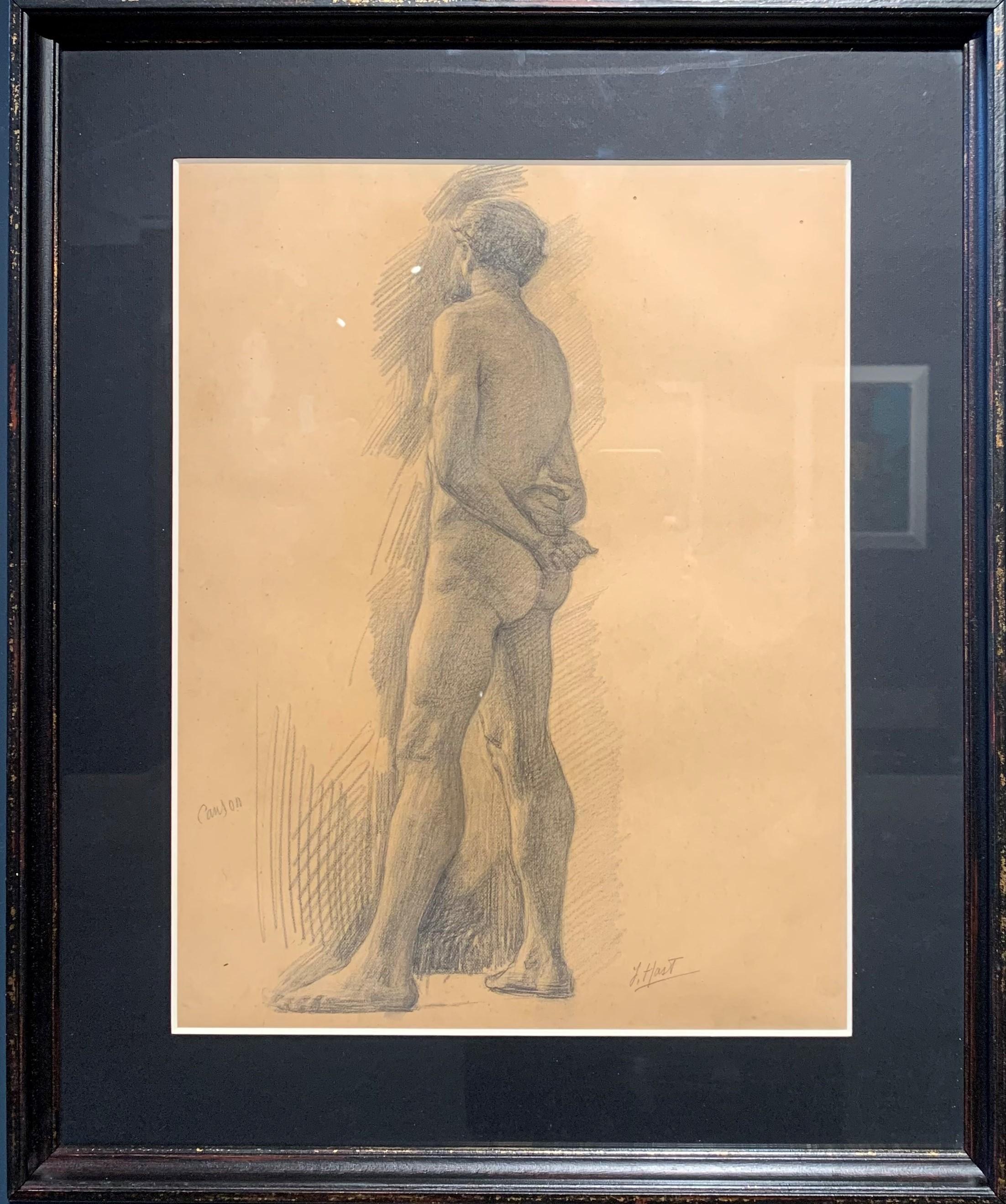 "Male Nude" pencil on paper cm. 31 x 42 1890ca - Art by Unknown