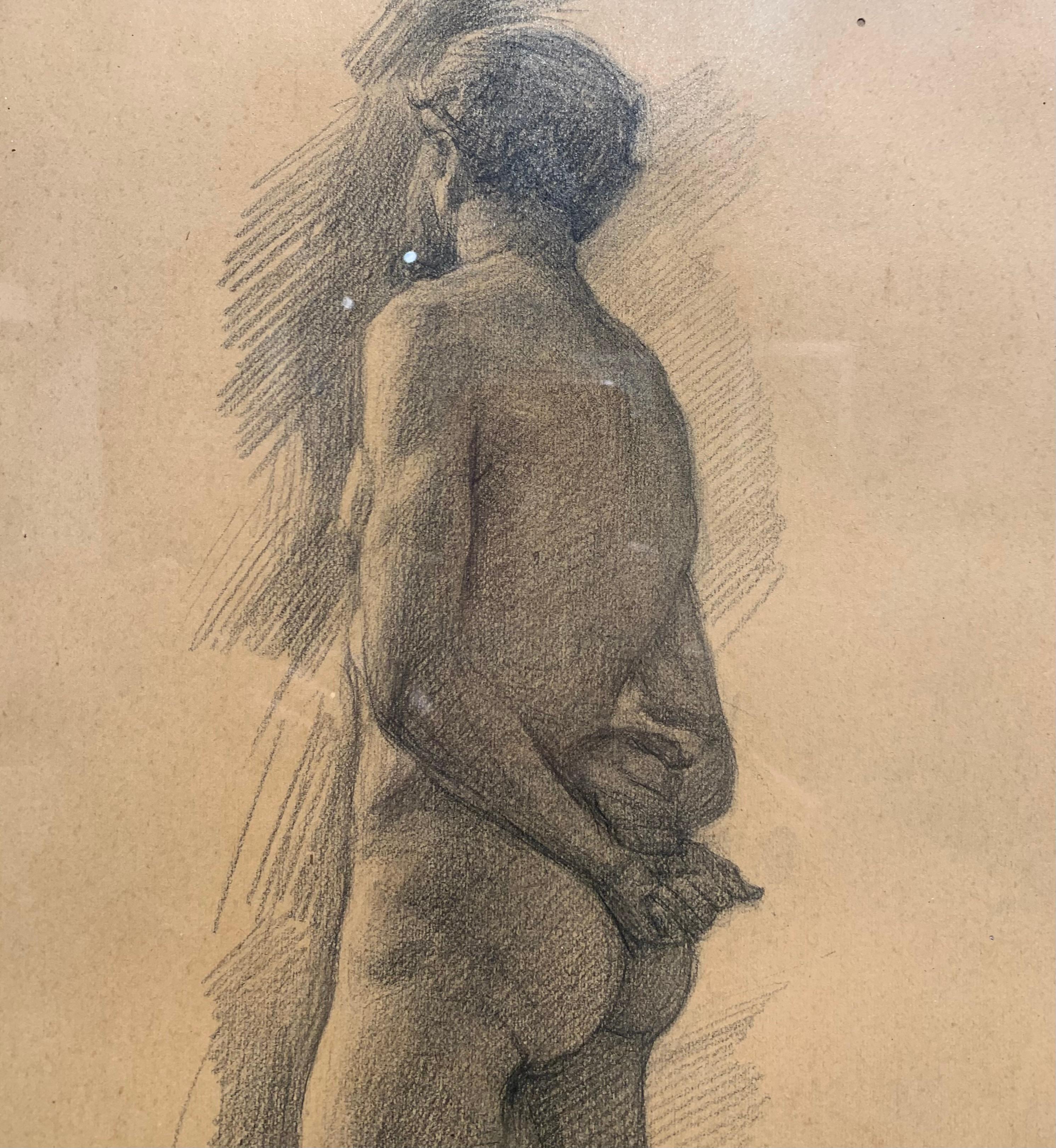 Male nude, male, pencil, 1890,study
Shipping free
Frame cm. 46 x 56 
No frame cm 31x41