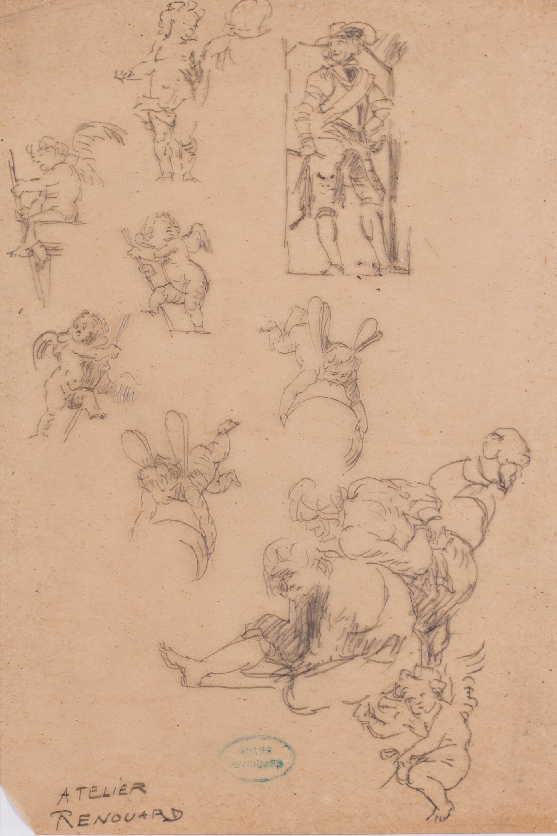 A study of desporting cherubs and a cavalier - Art by Charles Paul Renouard