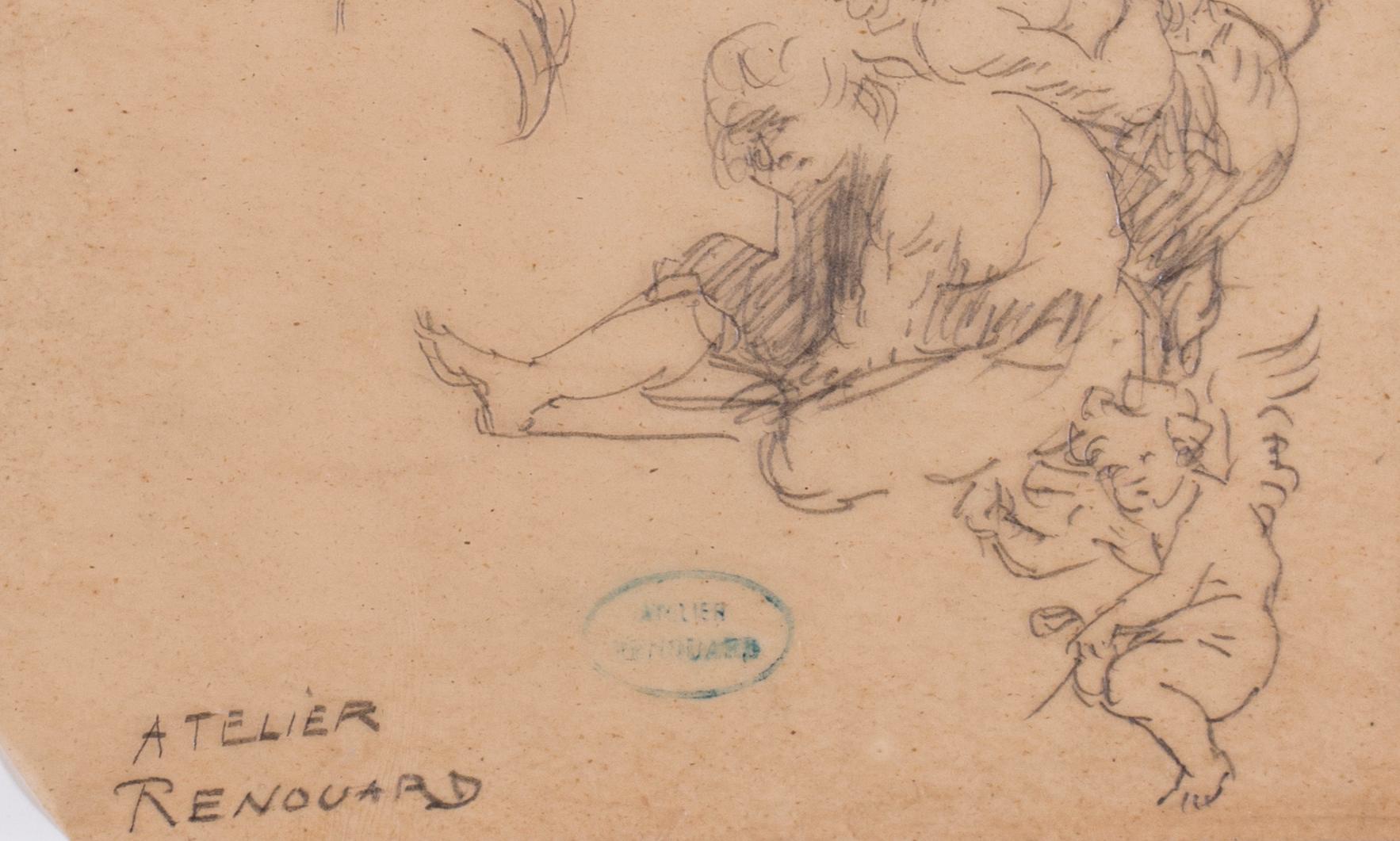 A study of desporting cherubs and a cavalier - Beige Figurative Art by Charles Paul Renouard