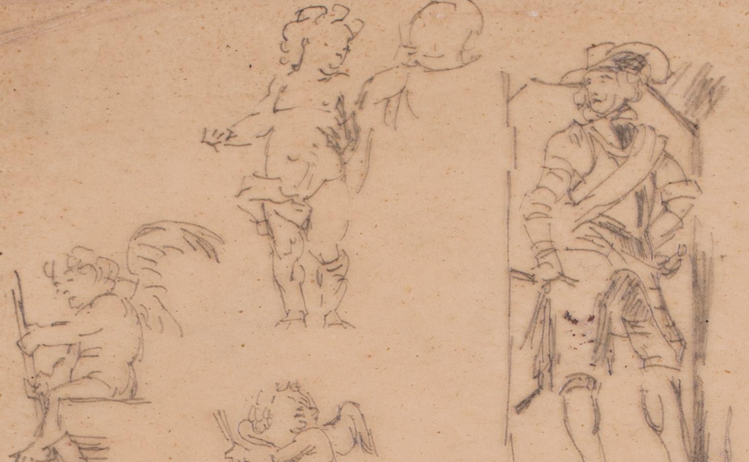 Charles Paul Renouard (French, 1845 – 1921)
A study of desporting cherubs and a cavalier
Pencil on tracing paper
Signed with an atelier stamp (lower edge)
9.1/2 x 6.1/2 in. (24 x 16.5 cm.)
