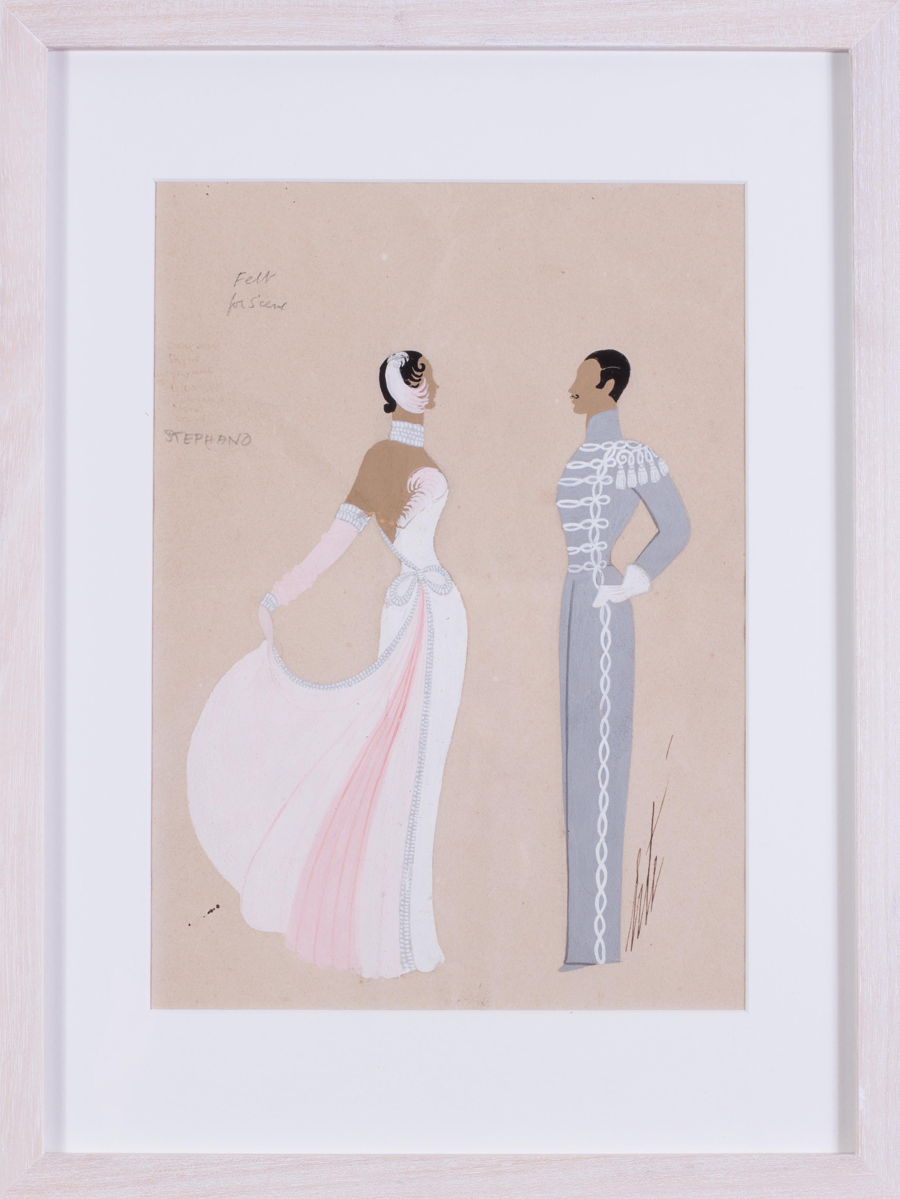 Erte, Romain de Tirtoff (Russian / French, 1892 – 1990)
A set of 6 costume designs including a ballgown for Vera Lynn, Tiller girls, ballerinas, Hawaiian dancers
Gouache on paper
5 signed ‘Erte’ (lower right)
19.1/8 x 14.1/2in. (48.5 x 36.8cm.)