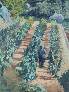 Vintage Picking fruit in the long shadows, summer