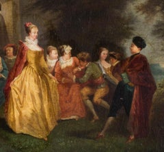 A French, 19th Century oil painting of a garden party (Fête champêtre)