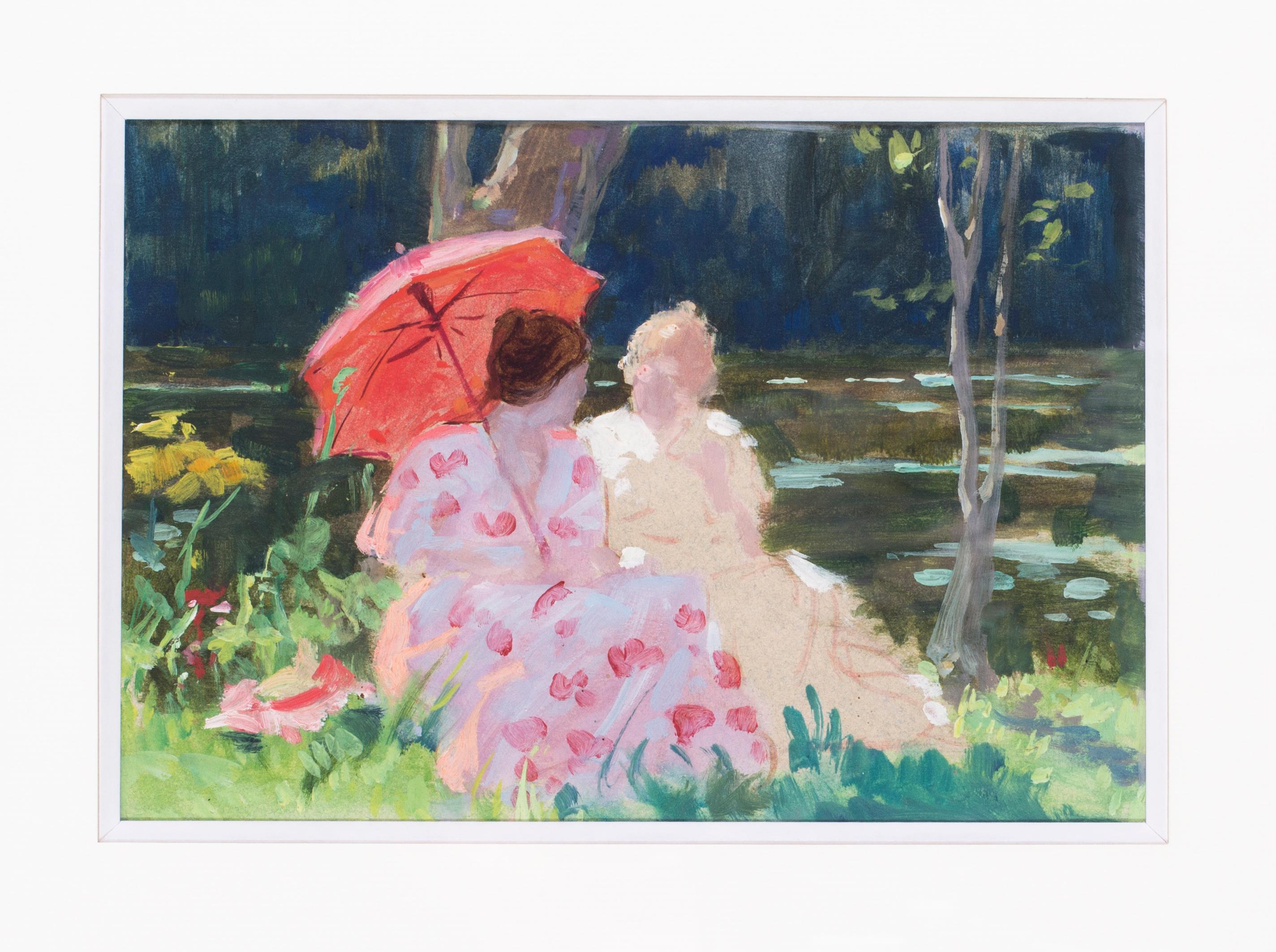 Apres le bain (After a swim), a stunning impressionist work - Art by Ludovic Alleaume