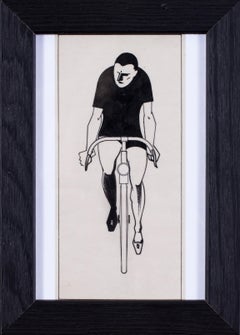 Cyclistes (set of 3 art deco drawings)