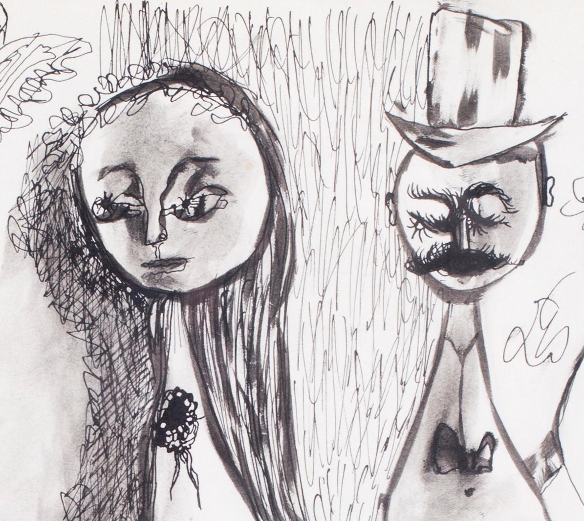 Les Fiances (the engaged couple) - Gray Figurative Art by Max Ackermann
